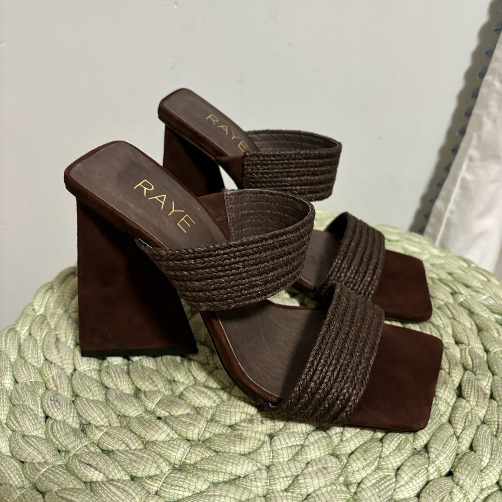 RAYE Brown Wedge Sandals